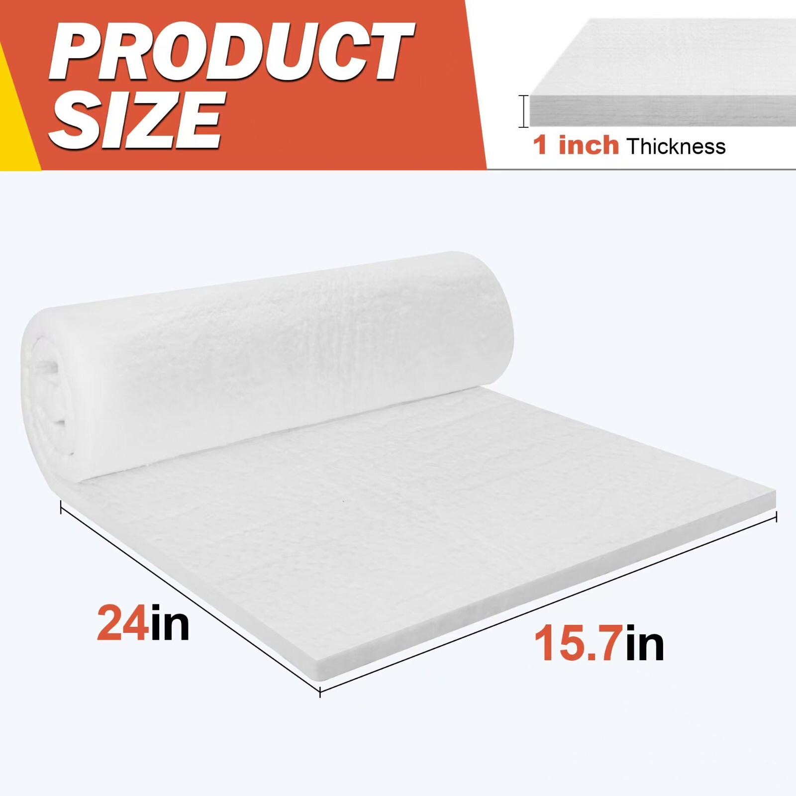 Ceramic Fiber Insulation, 1″Thick, 2600F Fireproof Insulation Blanket for Wood
