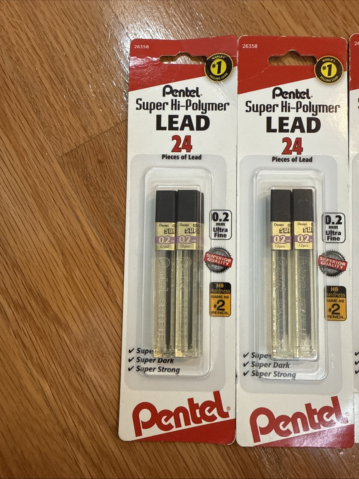 5 Packs Pentel Super Hi-Polymer Lead Refill 0.2mm Ultra Fine, HB, 120 Pieces