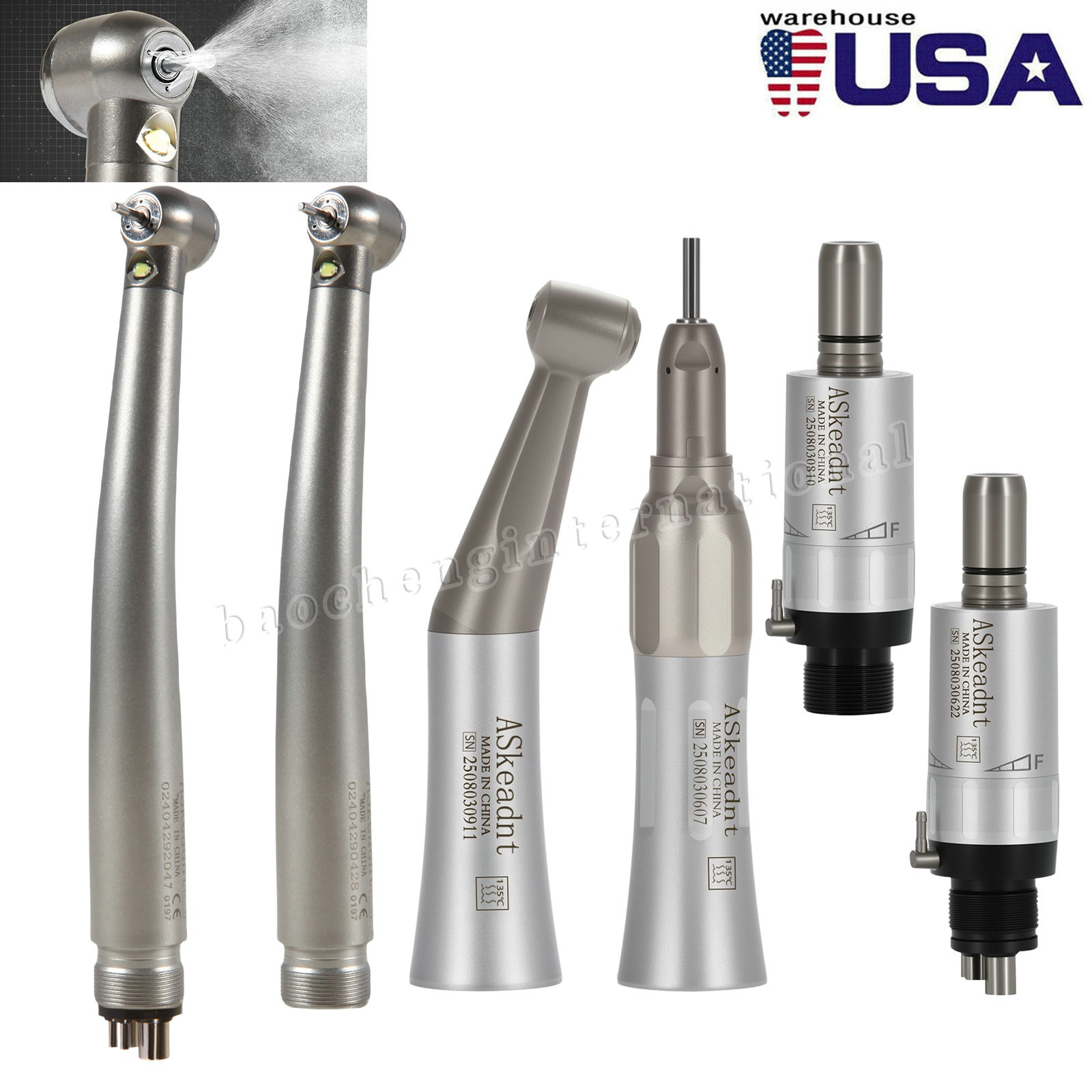 ASKEADNT Dental E-generator LED High Speed/Low Speed Handpiece Kit 2Hole/4Holes