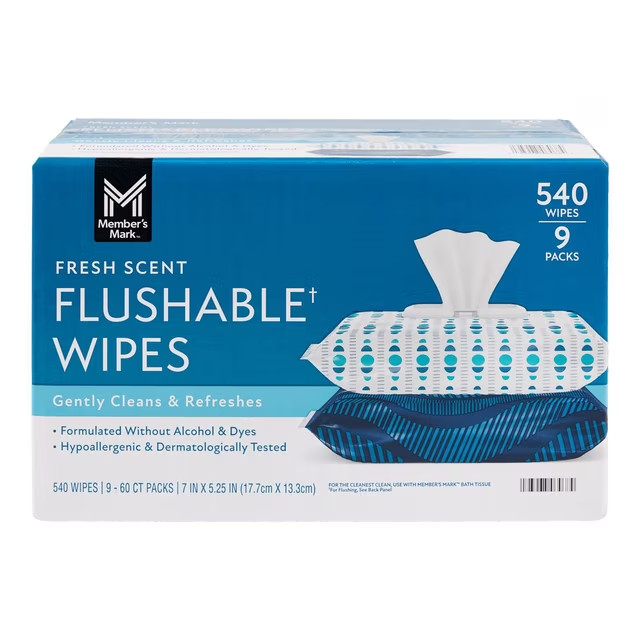 Member’s Mark Flushable Wipes, Fresh Scent, 540 Count