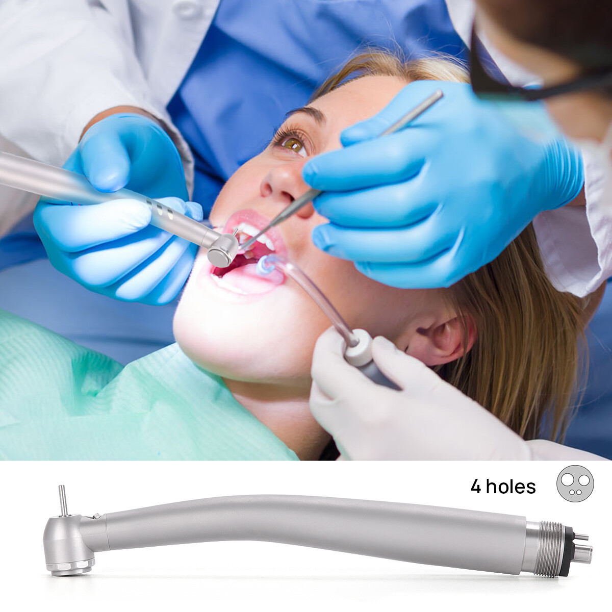 AZDENT Dental Low Speed Straight/Air Motor/Contra Angle Handpiece 2/4 Holes