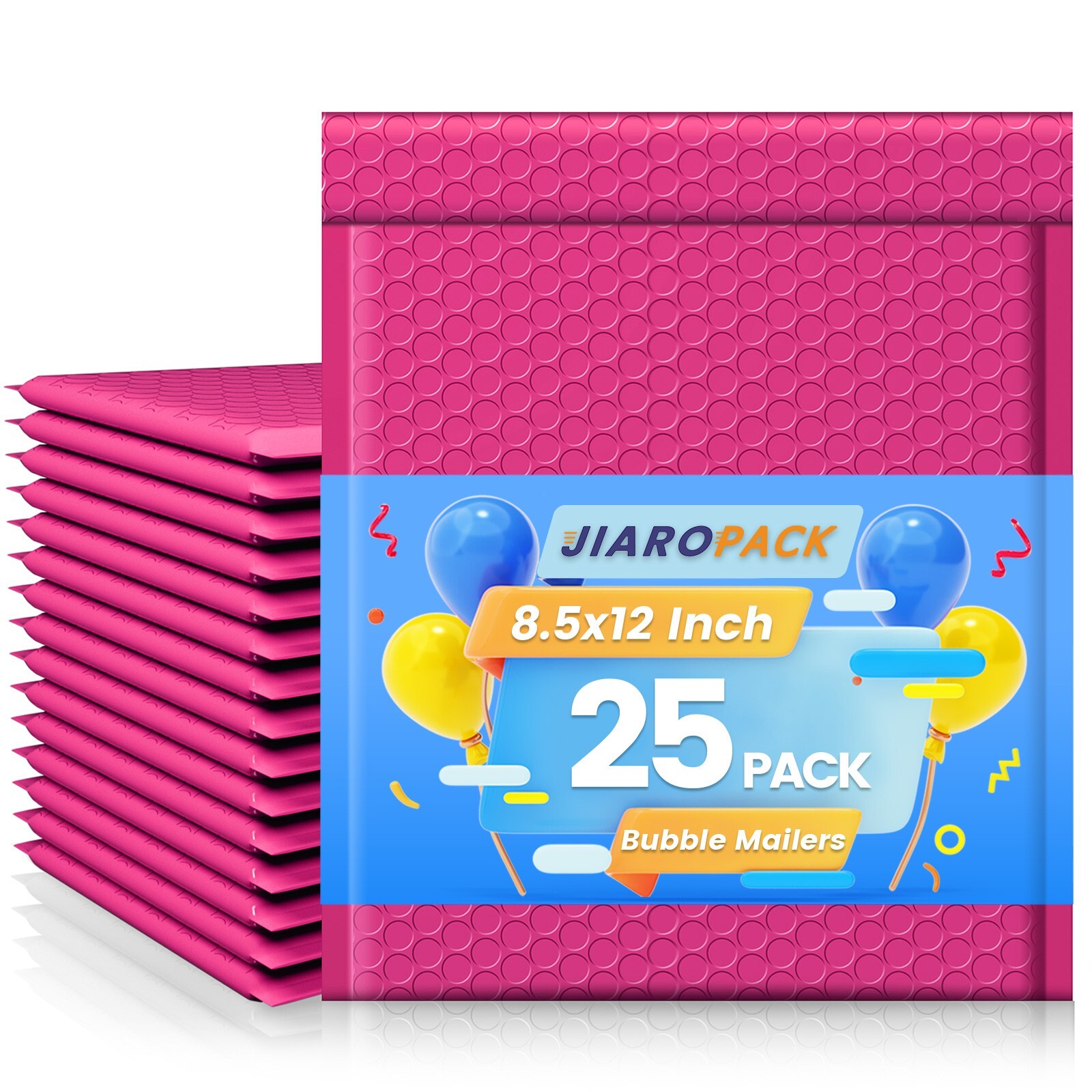 Jiaro Pack Poly Bubble Mailer Padded Envelope Mailers Bags 8.5×12″ 25Pc Hot Pink