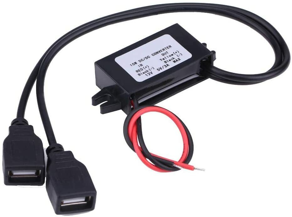 12V to 5V USB Power Converter Adapter 12 Volt in 5V DC dual out 3A phone charger