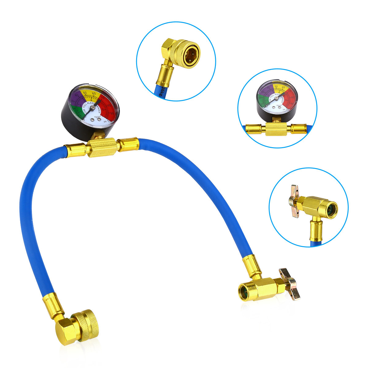 Self-Sealing R134A Refrigeration Recharge Hose Kit AC Charge Hose w/Gauge US