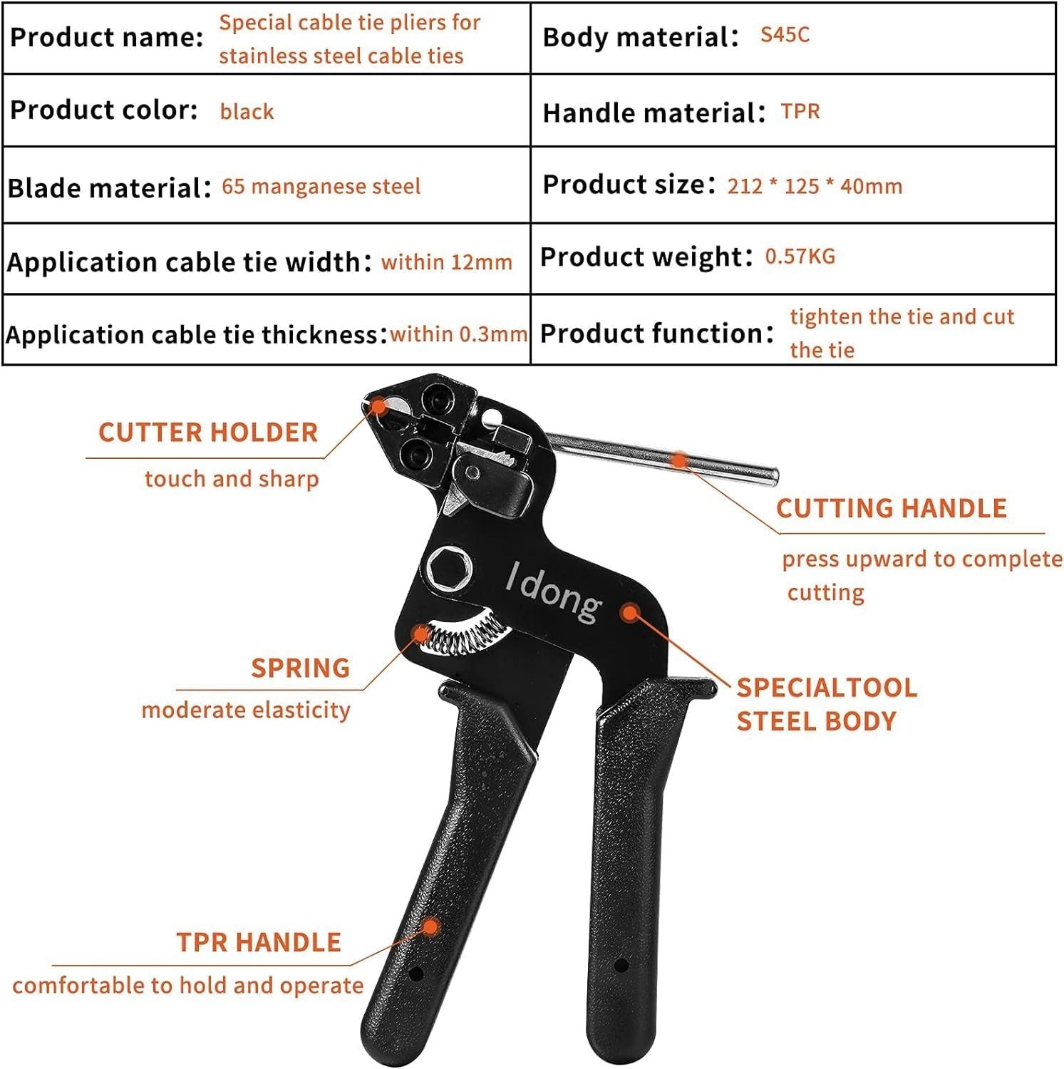 Cable Tie Tool Gun Stainless Steel Cable Tie Tool With 100pcs Metal Zip Ties
