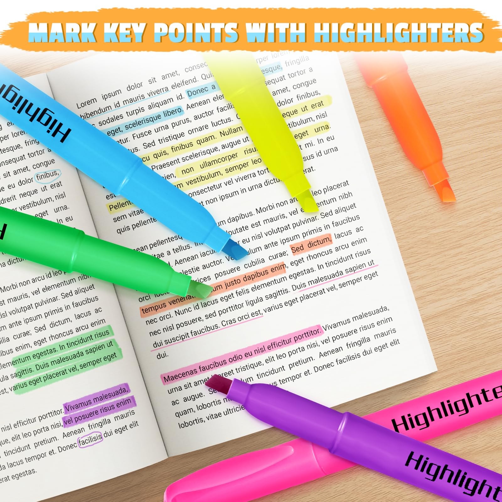 120 Pack Highlighters in 6 Assorted Colors, Chisel Tip Dry-Quickly Highlighte…