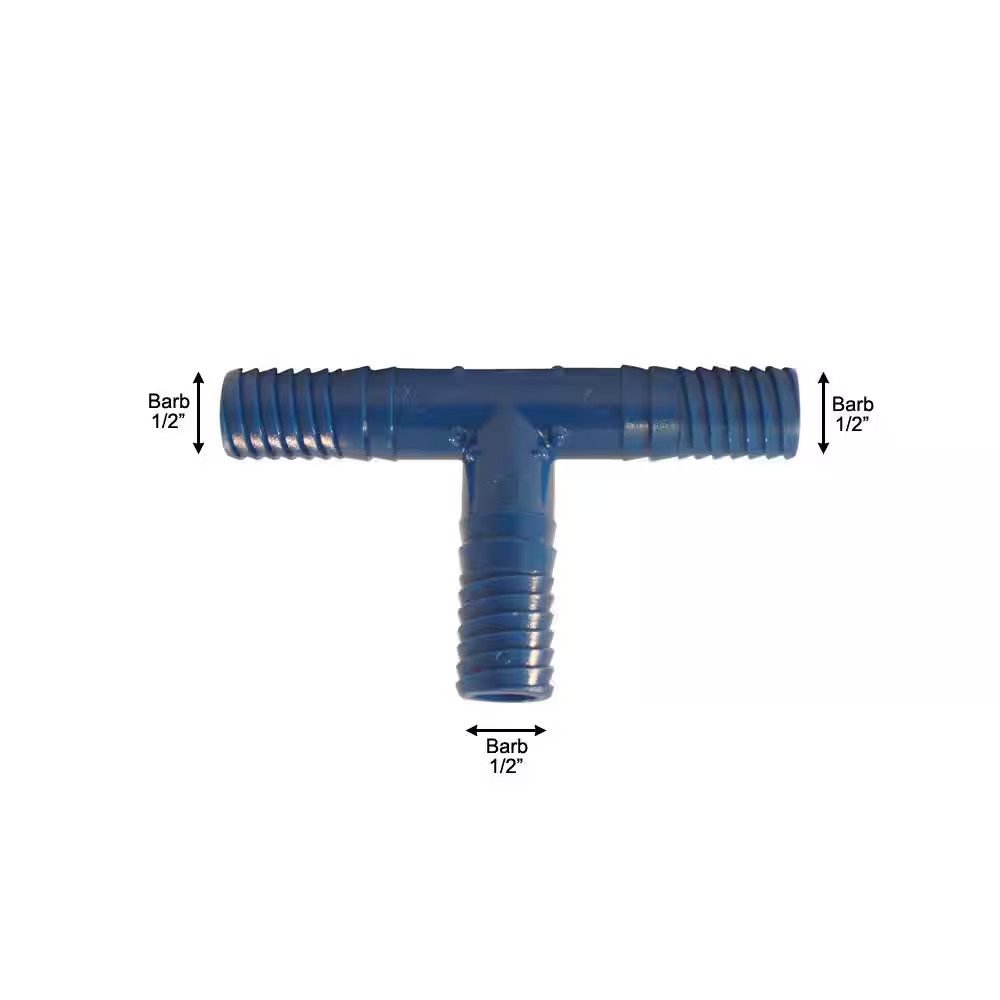 1/2″ Barb Insert Blue Twister Polypropylene Tee Fitting – Durable and Versatile