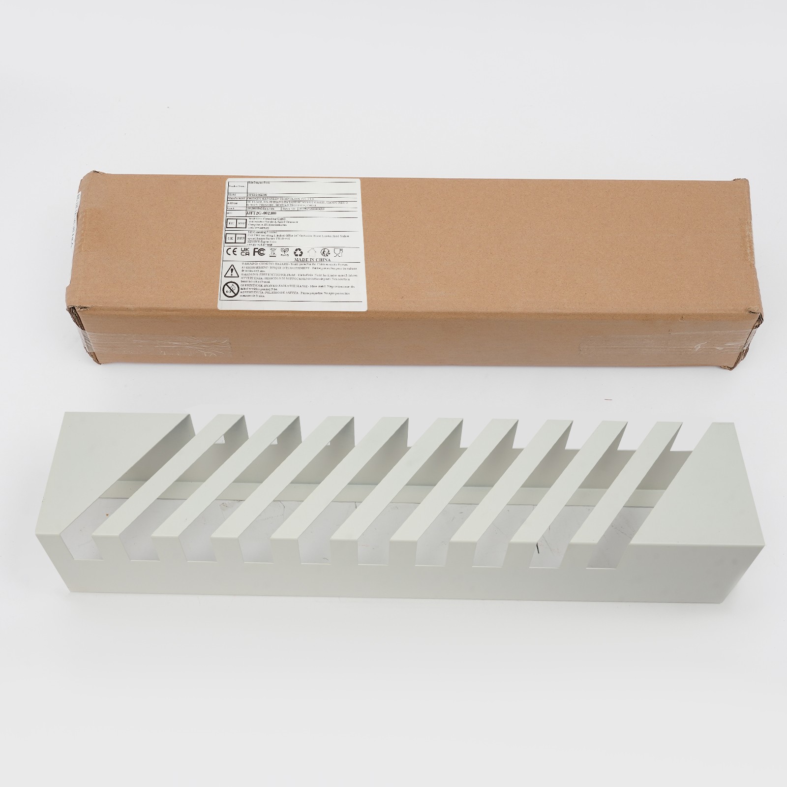 10-Slot Tile Display Rack Tabletop 45° Sample Stand White Iron