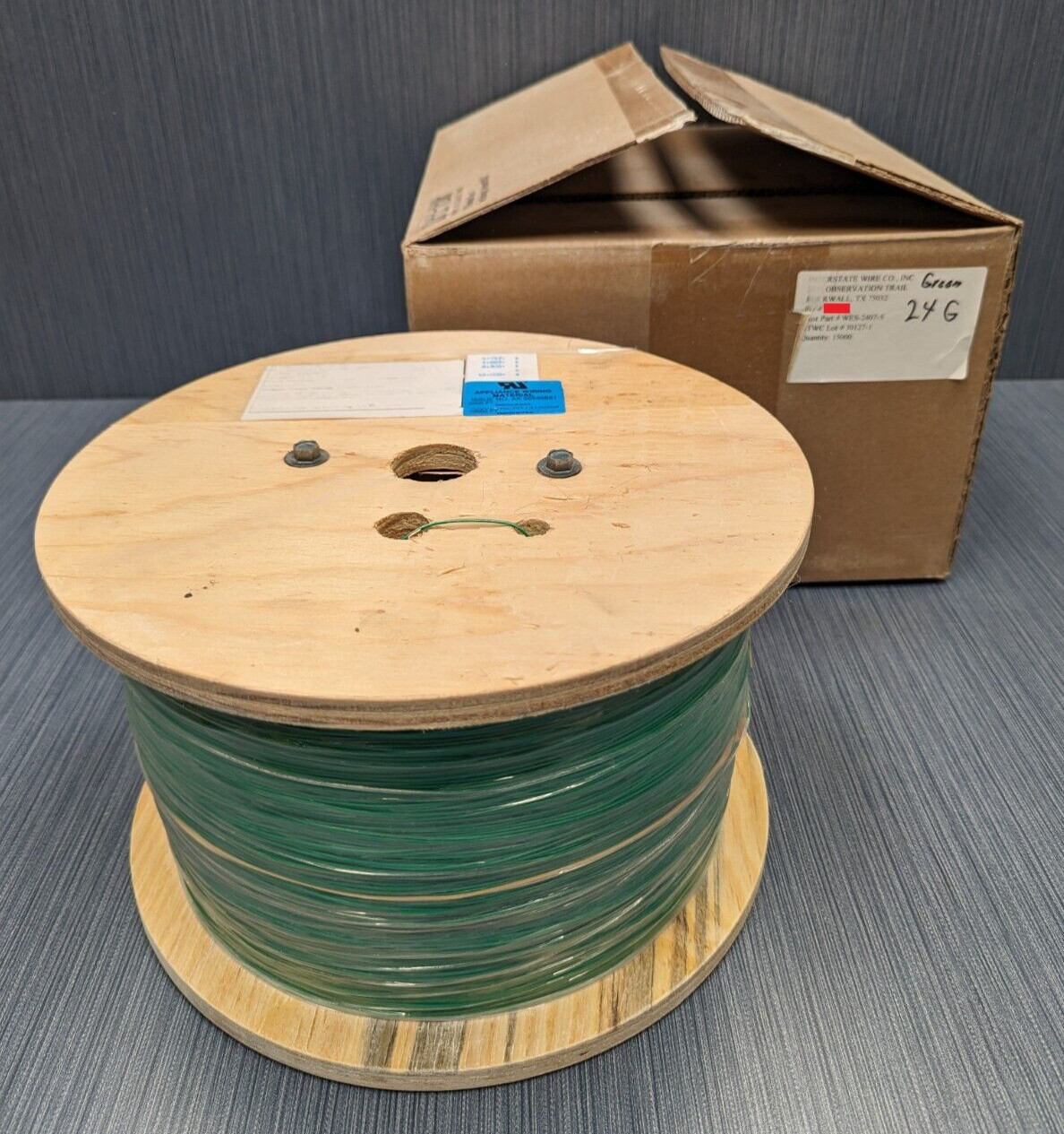 15,000′ M16878/4 TYPE E HOOK-UP/LEAD WIRE 24 AWG PTFE GREEN SILVER PLATED COPPER
