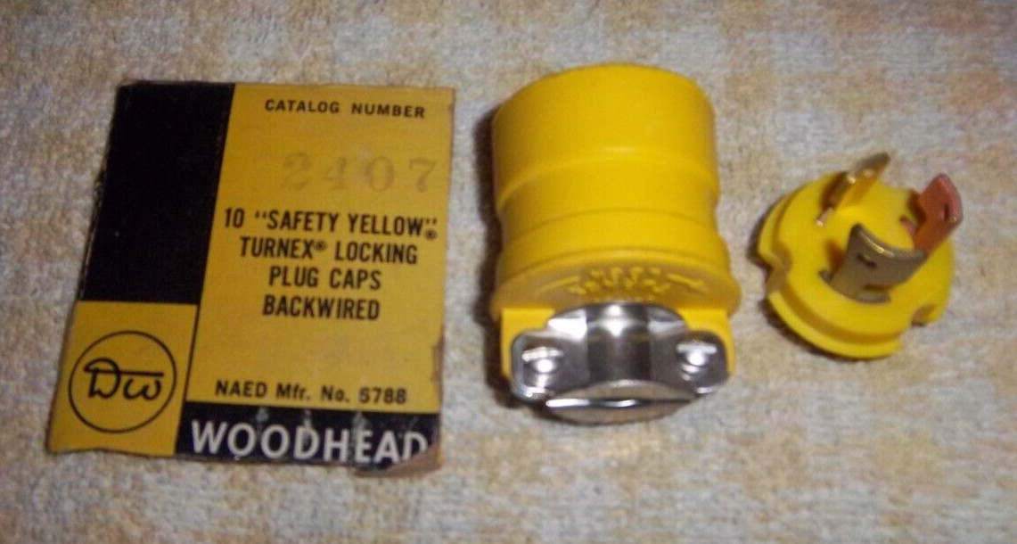 NEW WOODHEAD 2407 15 AMP 125 VOLT 10 AMP 250 VOLT 3 WIRE PLUG TURNEX