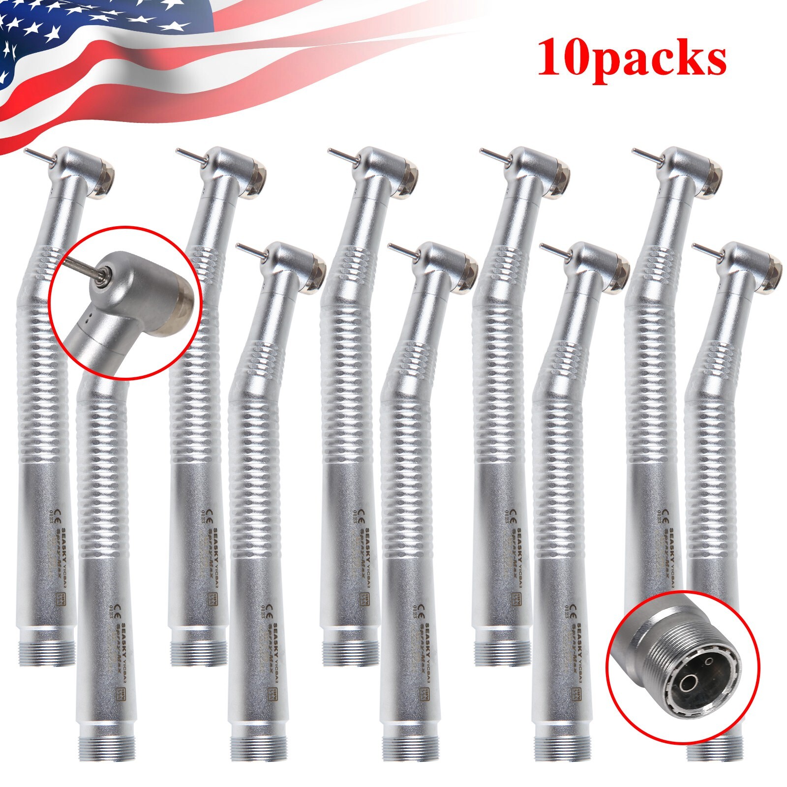 10* Dental NSK Style High Speed Air Turbine Handpiece Spray 2 Hole SEASKY-Y1BA2