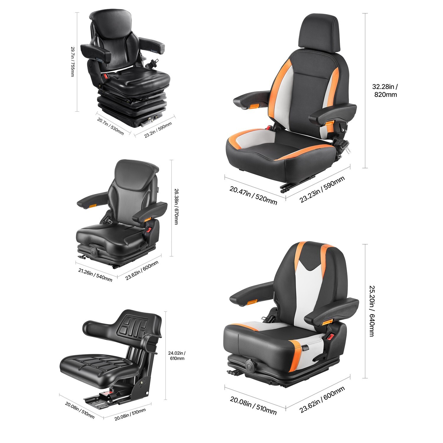 Universal Forklift Seat Tractor Seat for Lawn Mower Forklift Tractor Bulldozer
