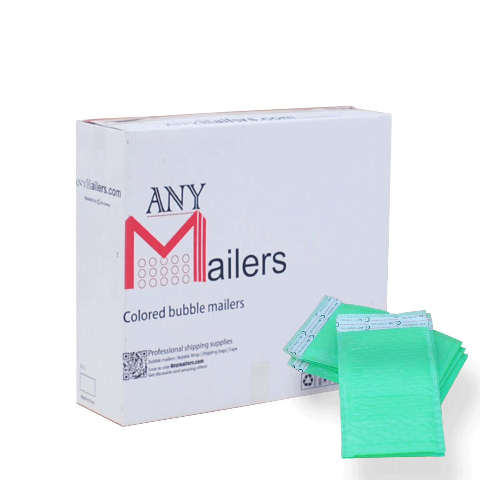 AirnDefense 1000 #000 4X8″ Green Poly Bubble Mailers Shipping Padded Envelope