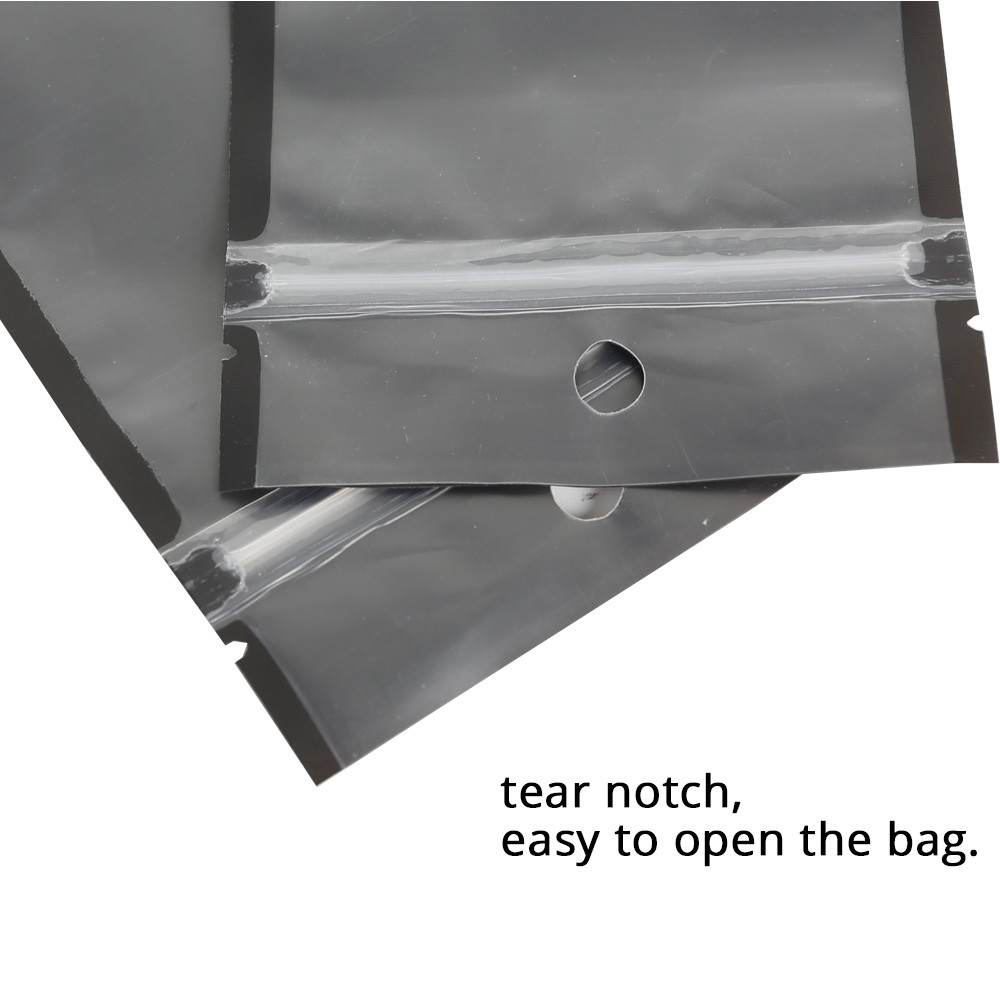 Multi-Sizes Matte Clear Black White Mylar Zip Lock Pouch Bag w/ Round Holes B01