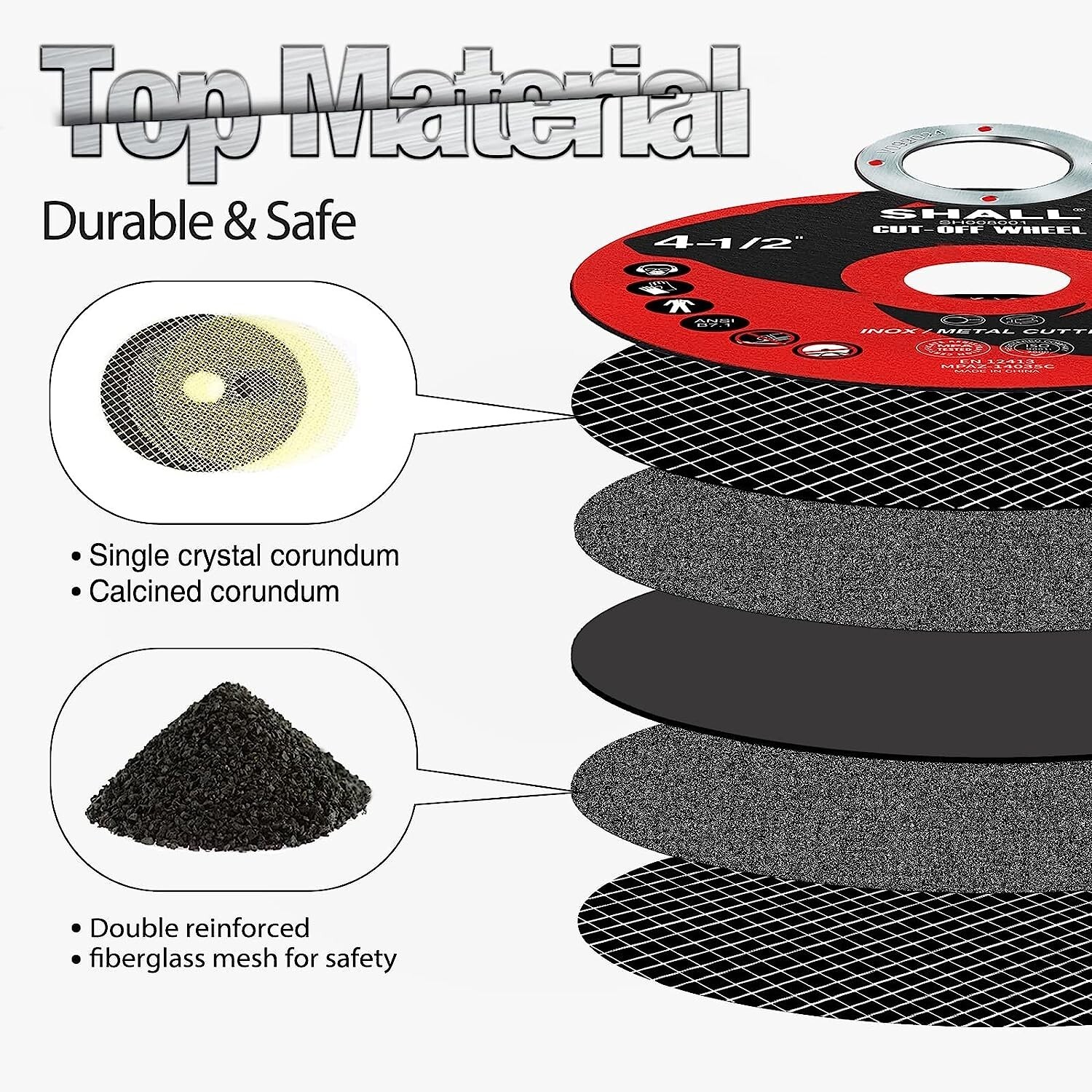 SHALL 50-Pack Cut Off Wheels 4 1/2 x 7/8 Inch`Angle Grinder Fast Cutting Disc US