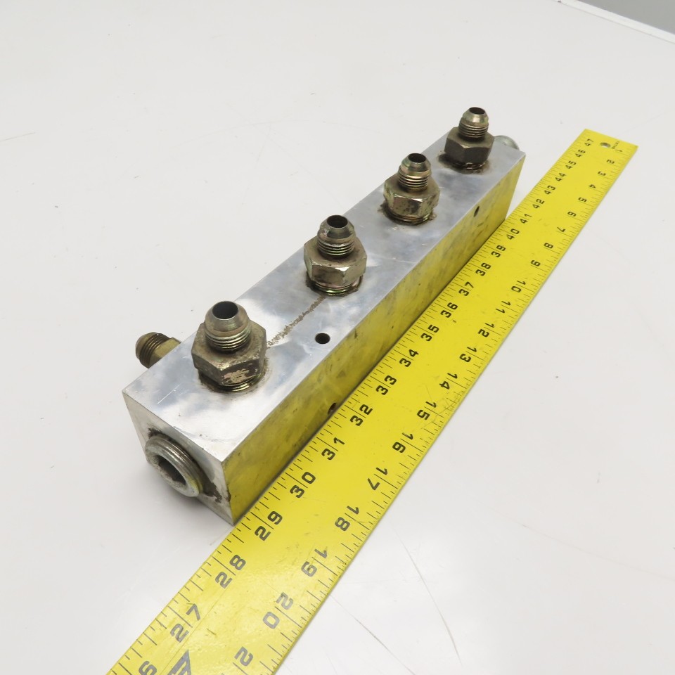 8 Port 90° Aluminum Hydraulic Fluid Manifold Block