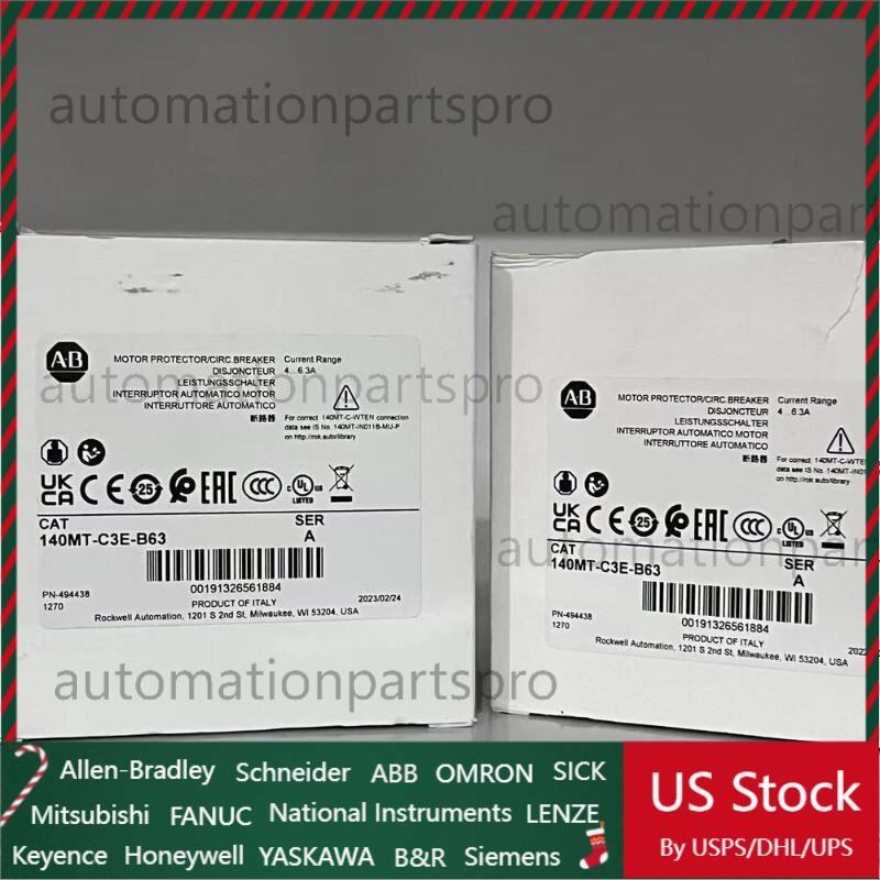New Allen Bradley 140MT-C3E-B63 Circuit Breaker 140MTC3EB63