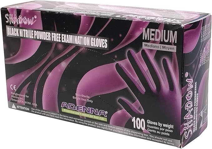 Adenna Shadow Black Nitrile 6mil Thickness Gloves Powder Free
