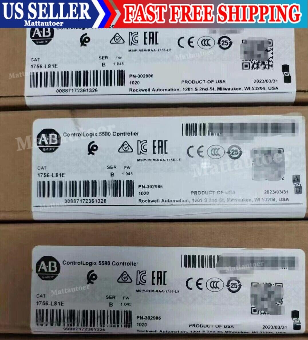 New Sealed Allen-Bradley 1756-L81E /B ControlLogix 5580 Processor 3MB 1756L81E