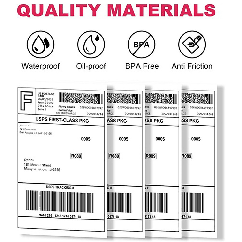 4″ x 6″ Direct Thermal Address Shipping Labels Fanfold Rolls for Zebra & Rollo
