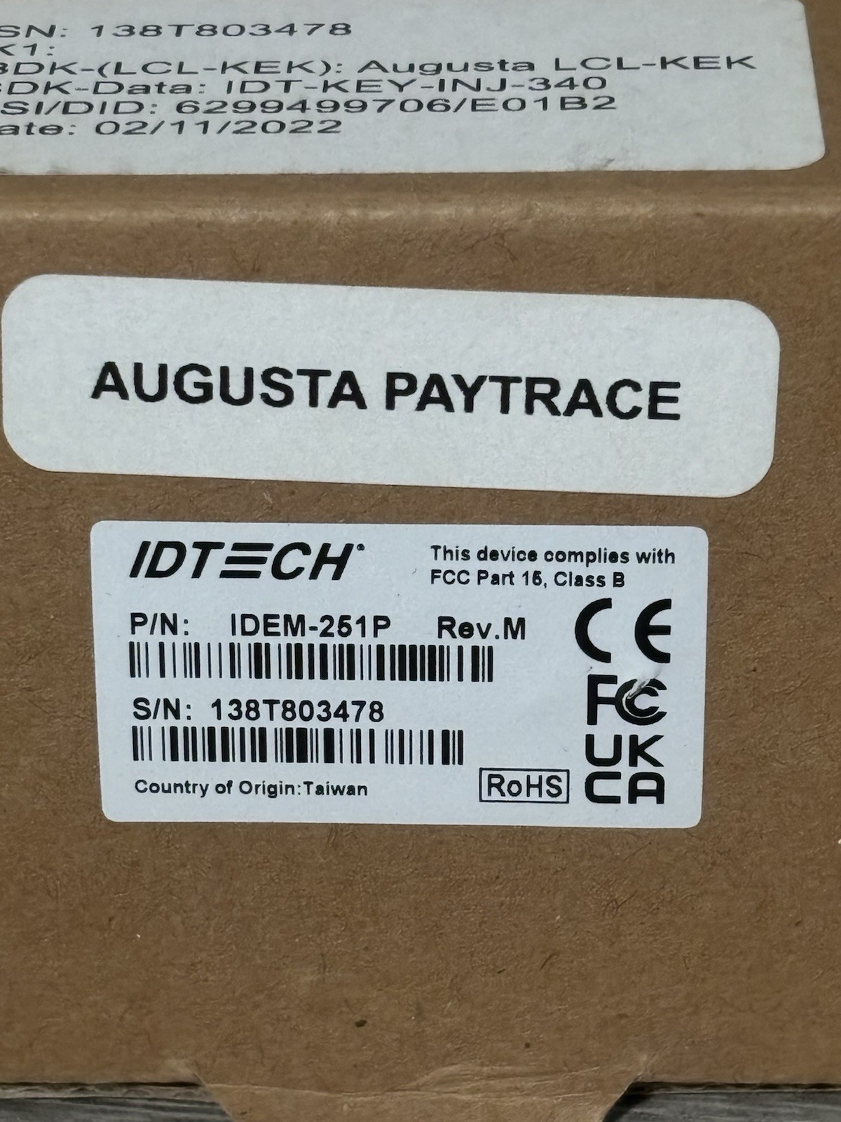 ID Tech Augusta, IDEM-251P, USB Chip and Magnetic Stripe Card Reader