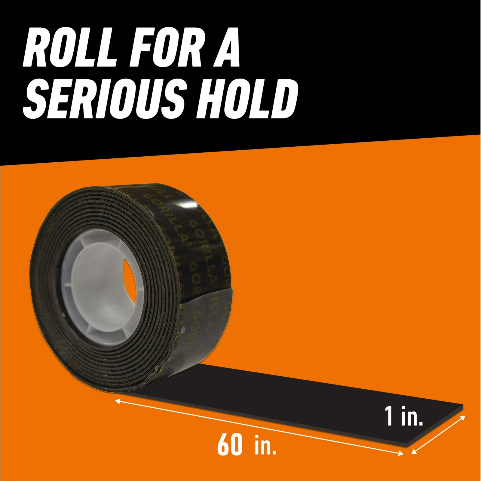Gorilla Heavy Duty Double Sided Mounting Tape, 1″ x 60″, Black