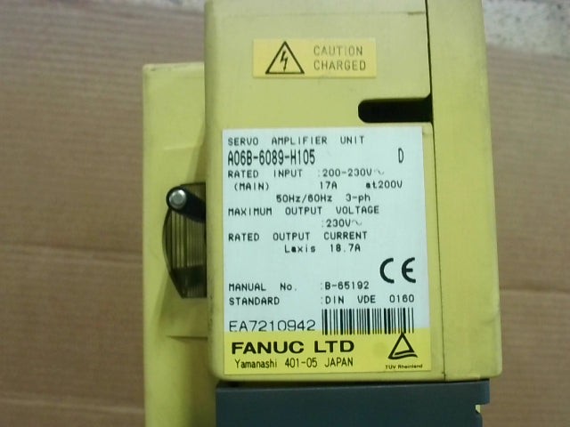 Fanuc A06B-6089-H105 Servo Amplifier Unit 200-230VAC 18.7A Out 50/60Hz