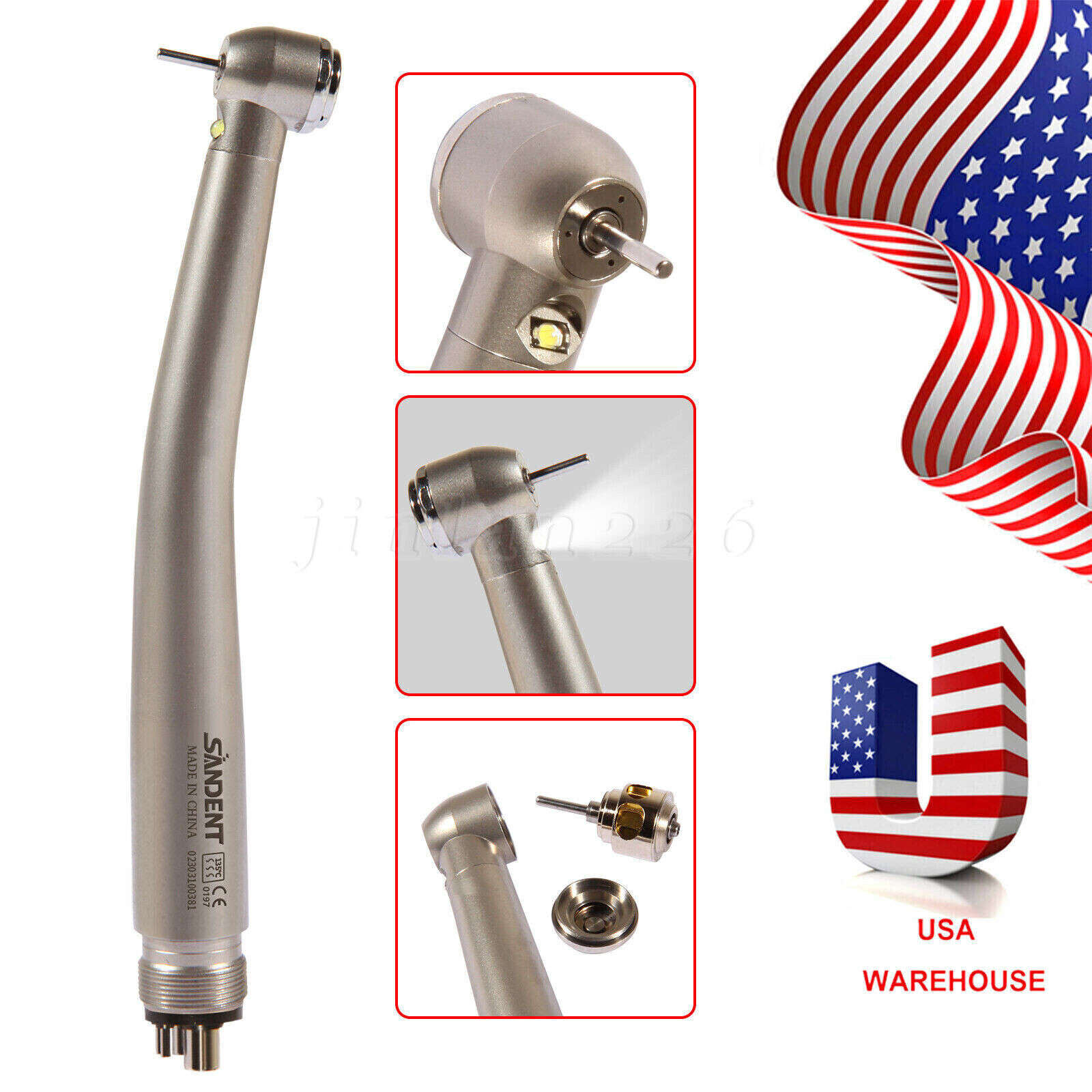 NSK Style Dental Fiber Optic LED E-generator high speed handpiece 4 HOLE Turbine