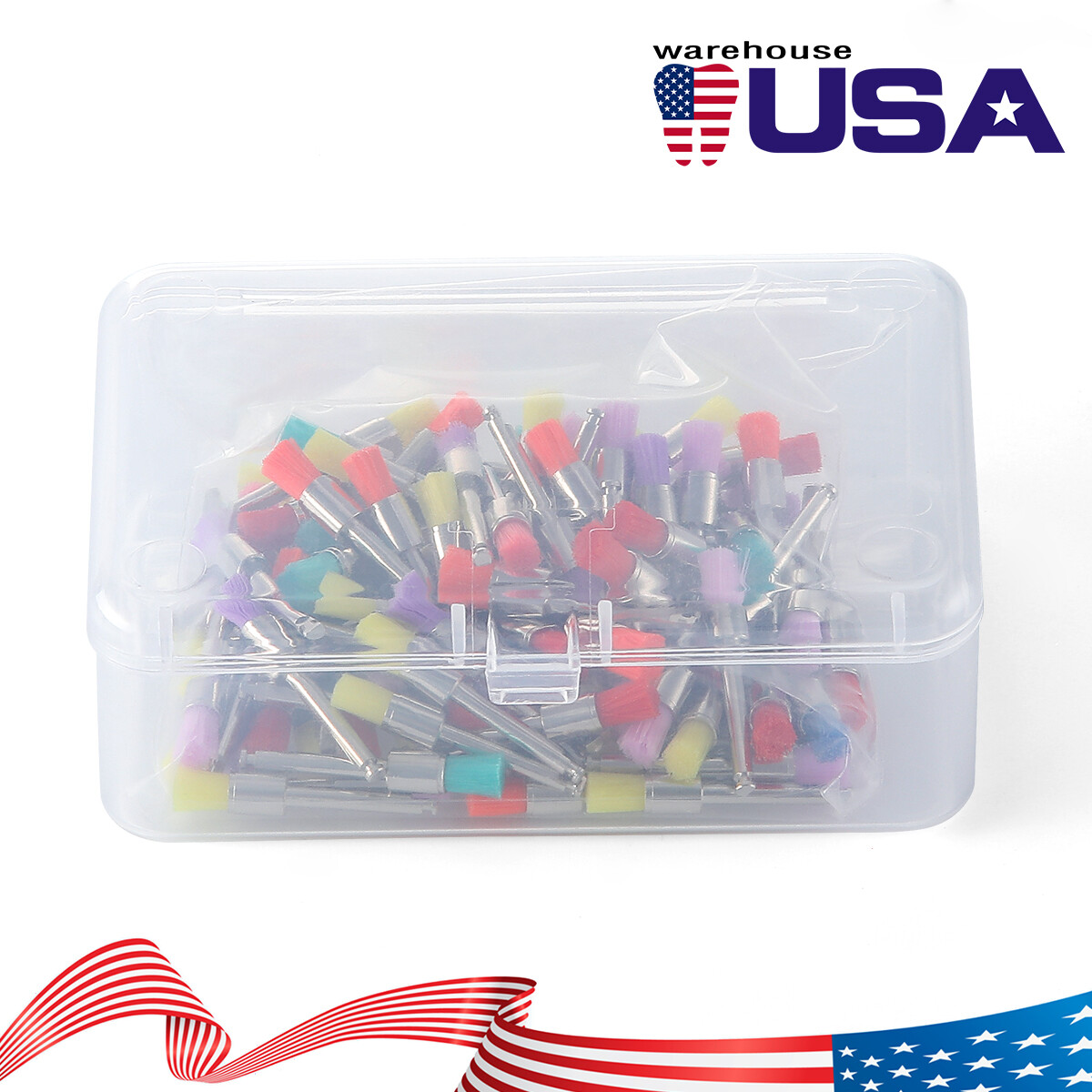100 Brush Dental Nylon Materials Closure Latch Flat Type Rainbow Polishing Brush