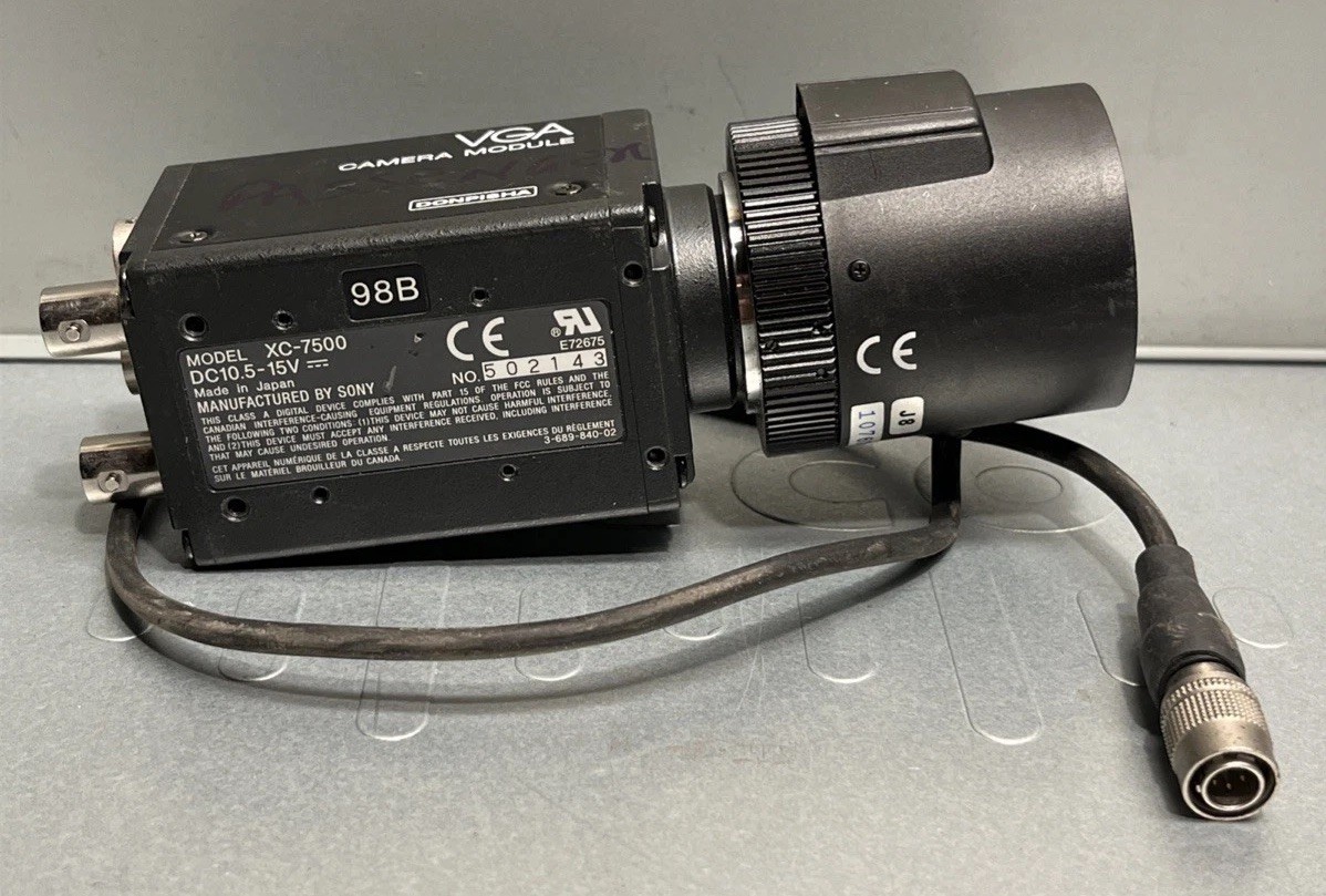 Sony XC-7500 + Cosmicar Pentax 6mm Lens CCD Industrial Camera, Untested