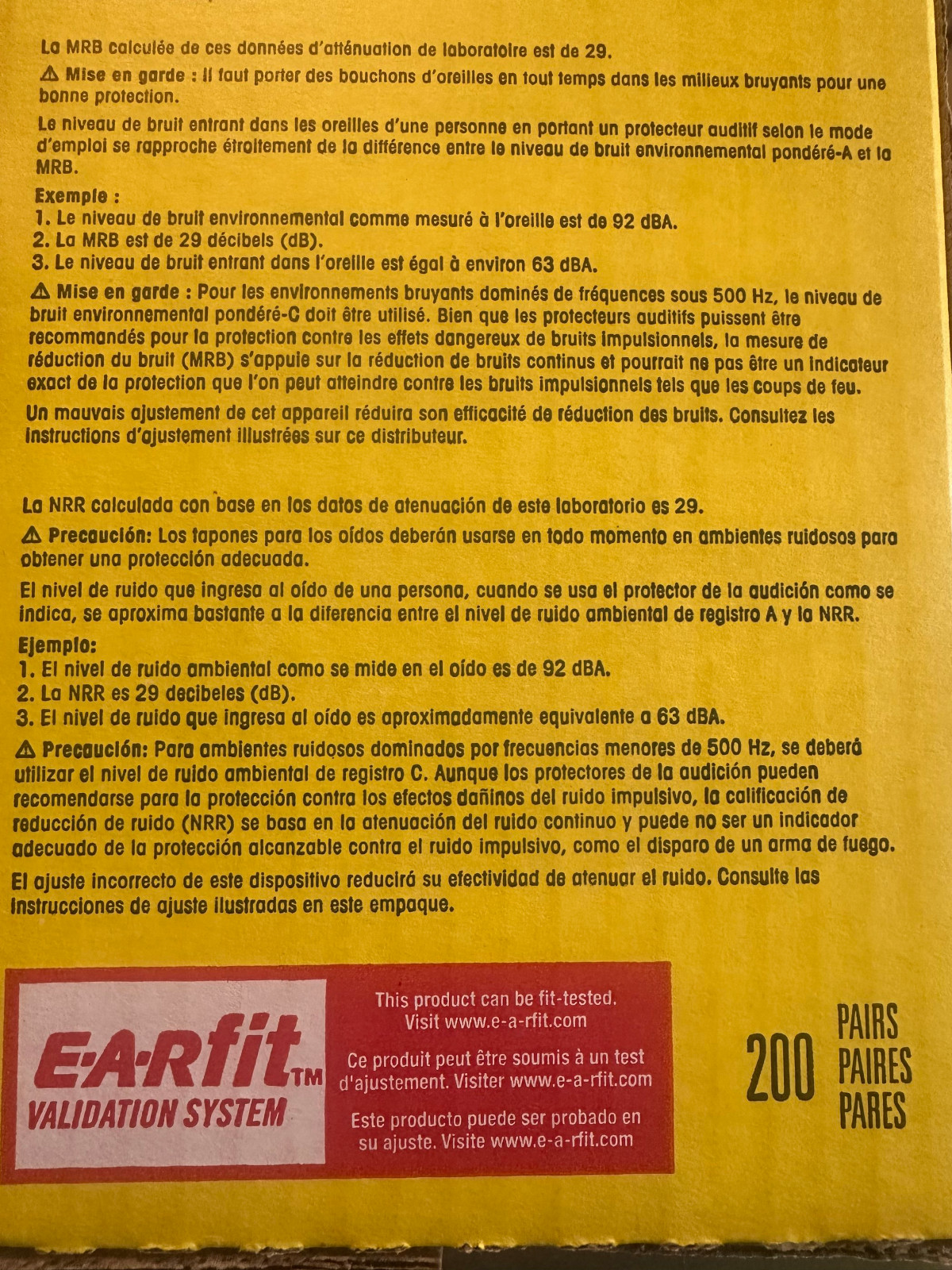 3M 3121201 Ear Classic Single-Use Earplugs, Cordless, 29NRR, Yellow, 200 Pairs