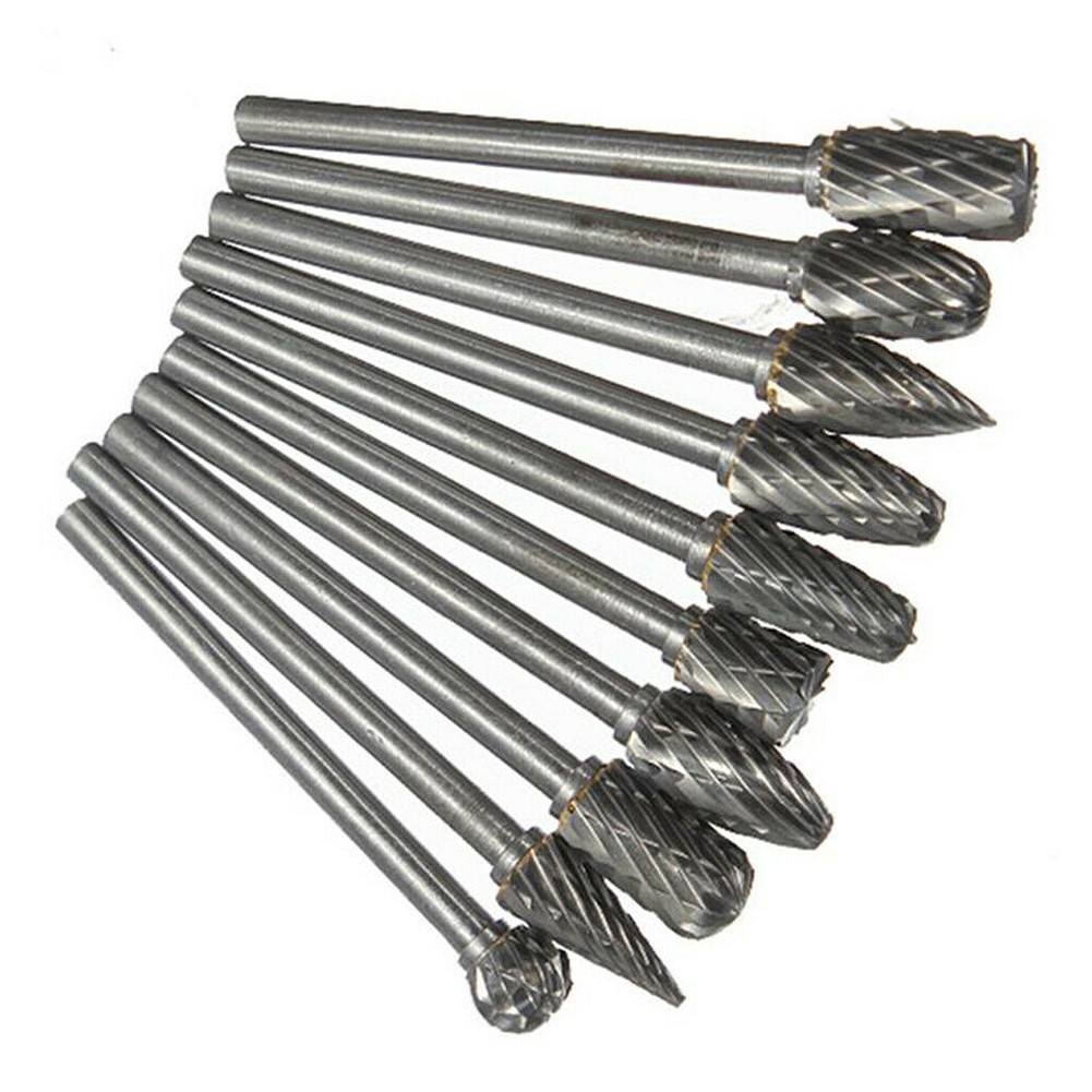 10pcs 1/8?? Shank Carbide Burr Set Burrs For Aluminum Die Grinder Bit Pack New