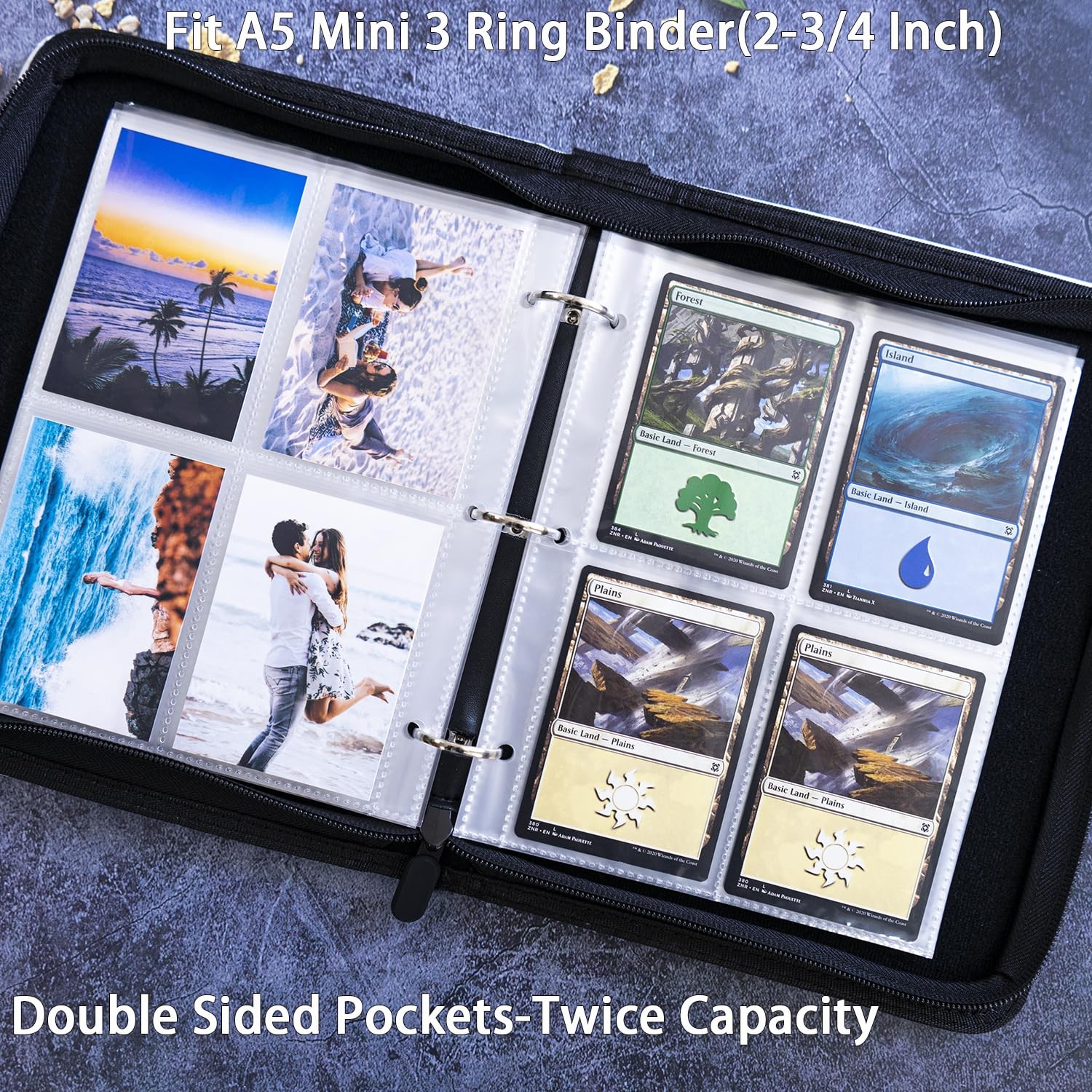50 Pack 400 Pockets 2.5×3.5 Trading Card Sleeves,A5 Binder 4 Pocket Card Sleeves