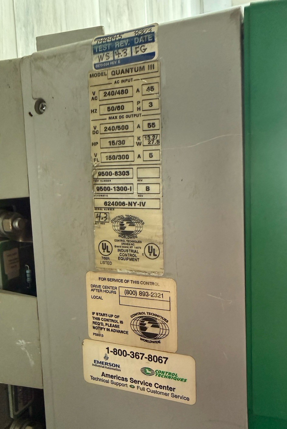Control Techniques Quantum III DC Drive 9500-8303 M75-14ICD
