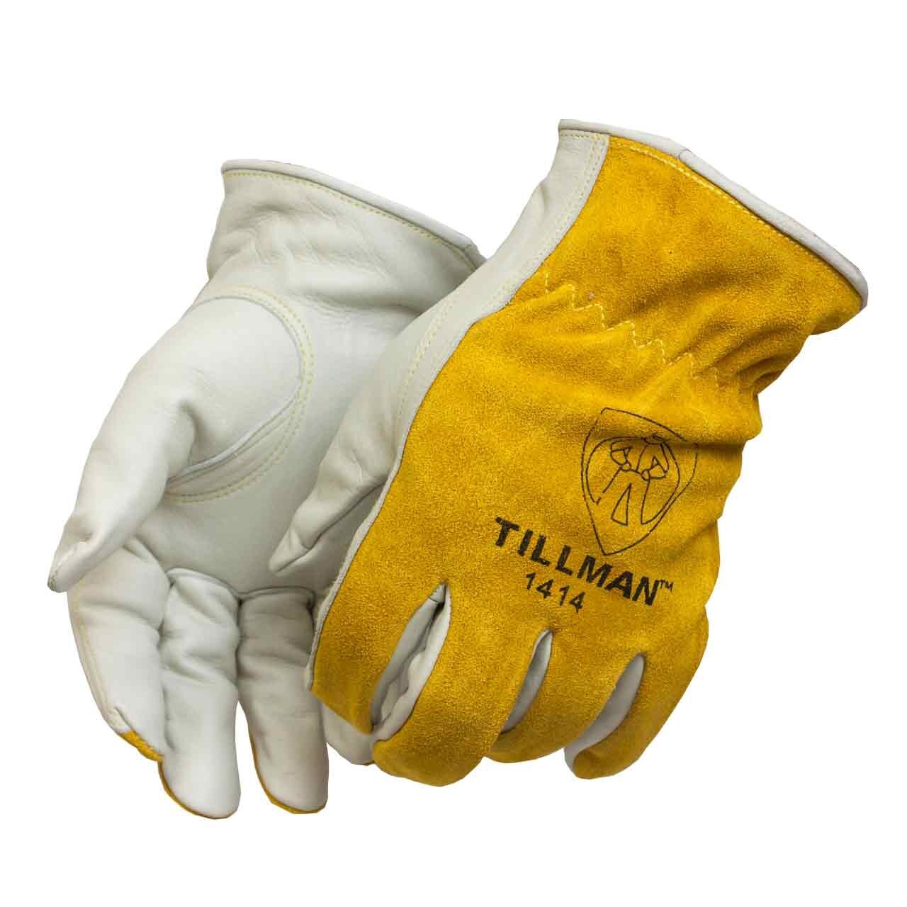 2- Tillman 1414 Grain Pearl Cowhide Split Leather Drivers Protective Work Gloves