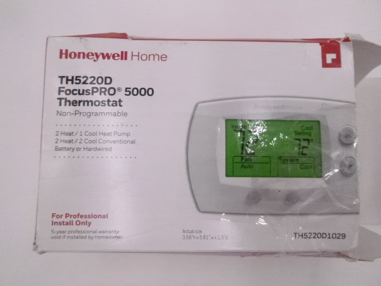 Honeywell FocusPro 5000 Non-Programmable 2 Heat/2 Cooling Thermostat