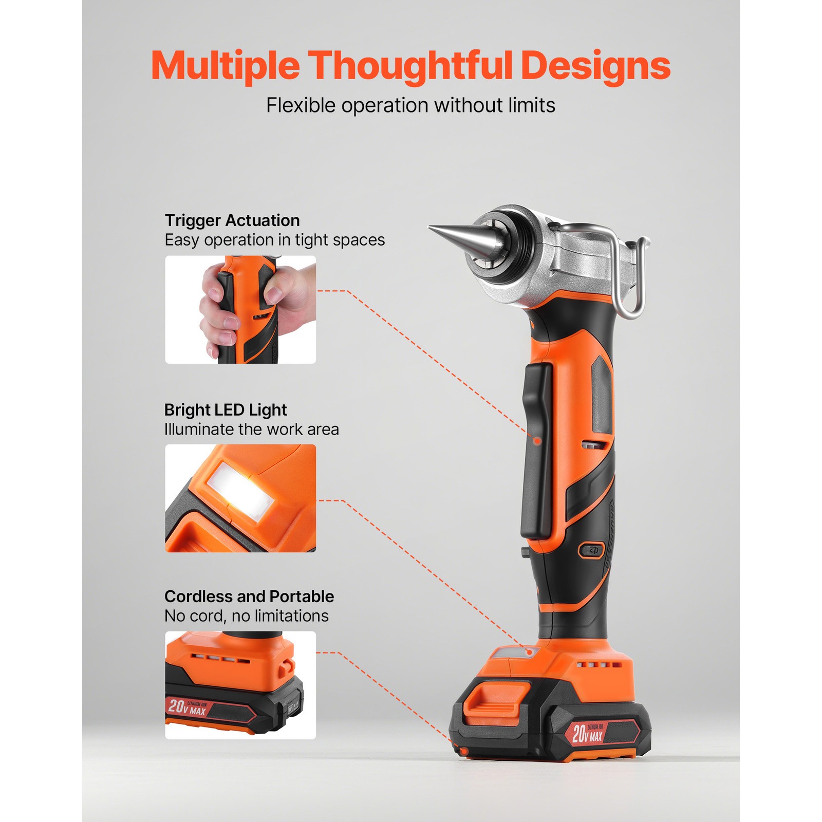 Uimoso Cordless Electric Tube Expander 20V Max 1/2″, 3/4″, and 1″ PEX-A Pipes