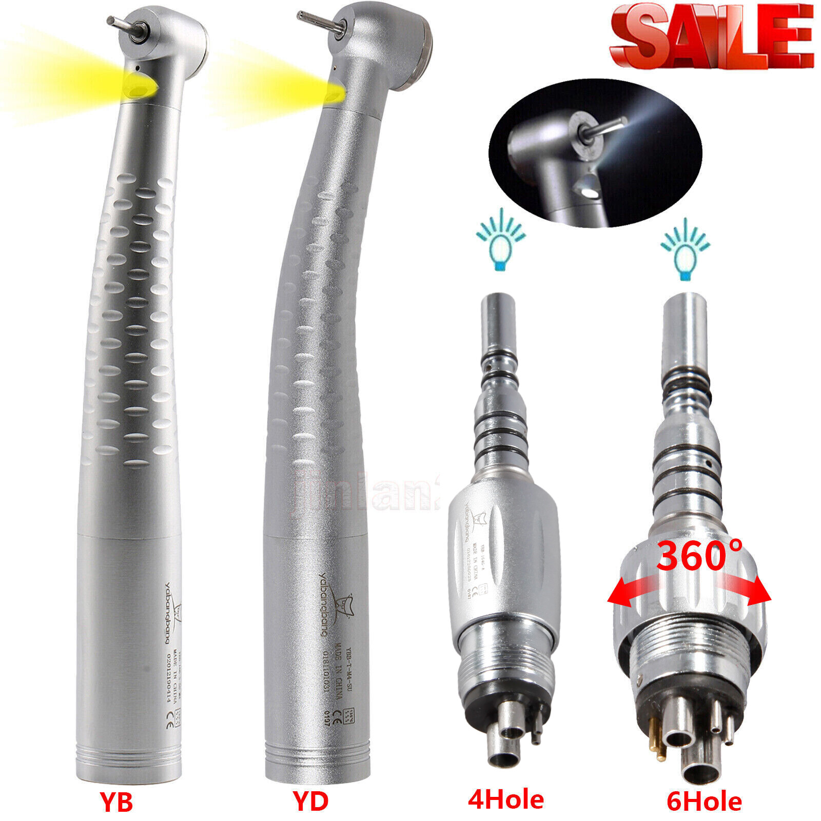 KAVO Style Dental Fiber Optic LED High Speed Handpiece / Quick Coupler 4/6 Holes