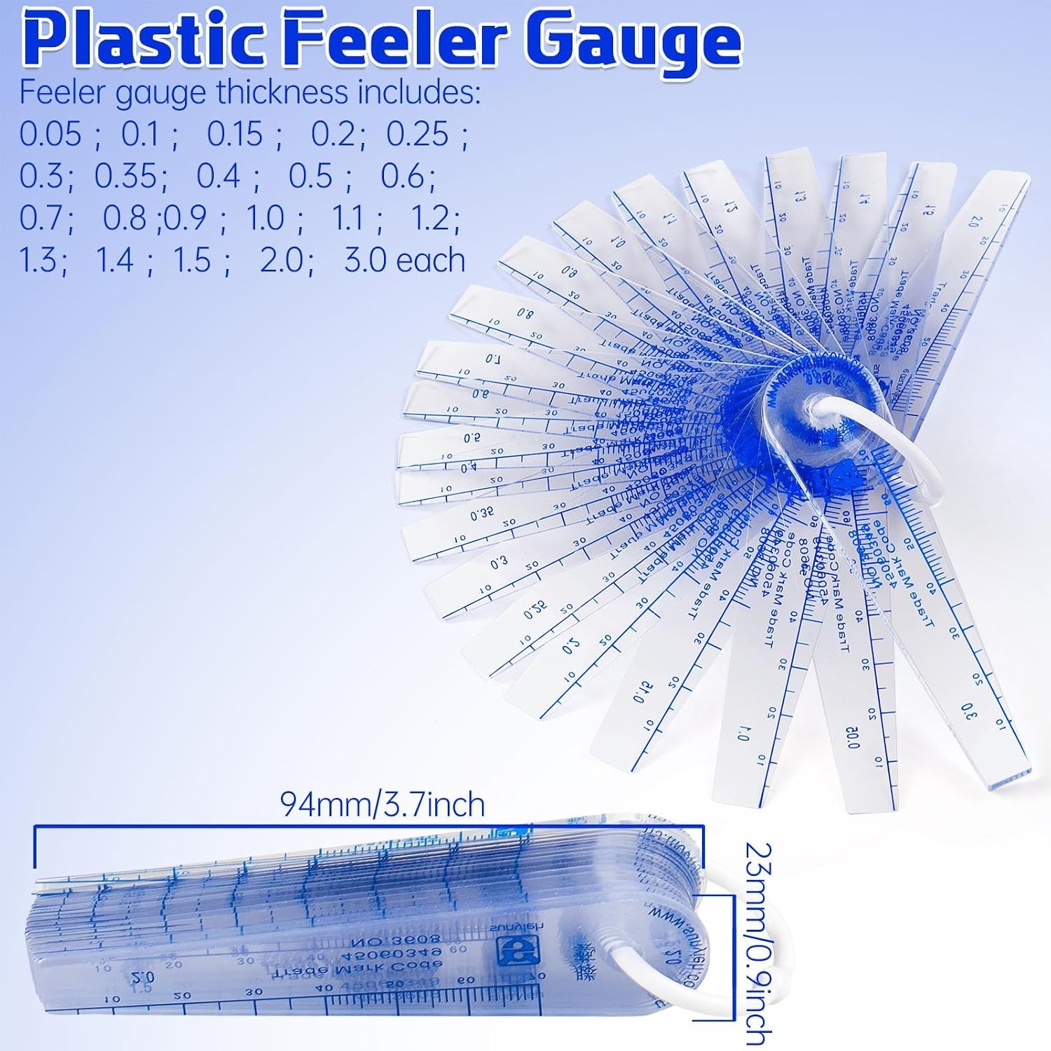 1 Set Plastic Feeler Gauge 0.05mm to 3mm Metric Gap 21 in 1 Measurement Tool …