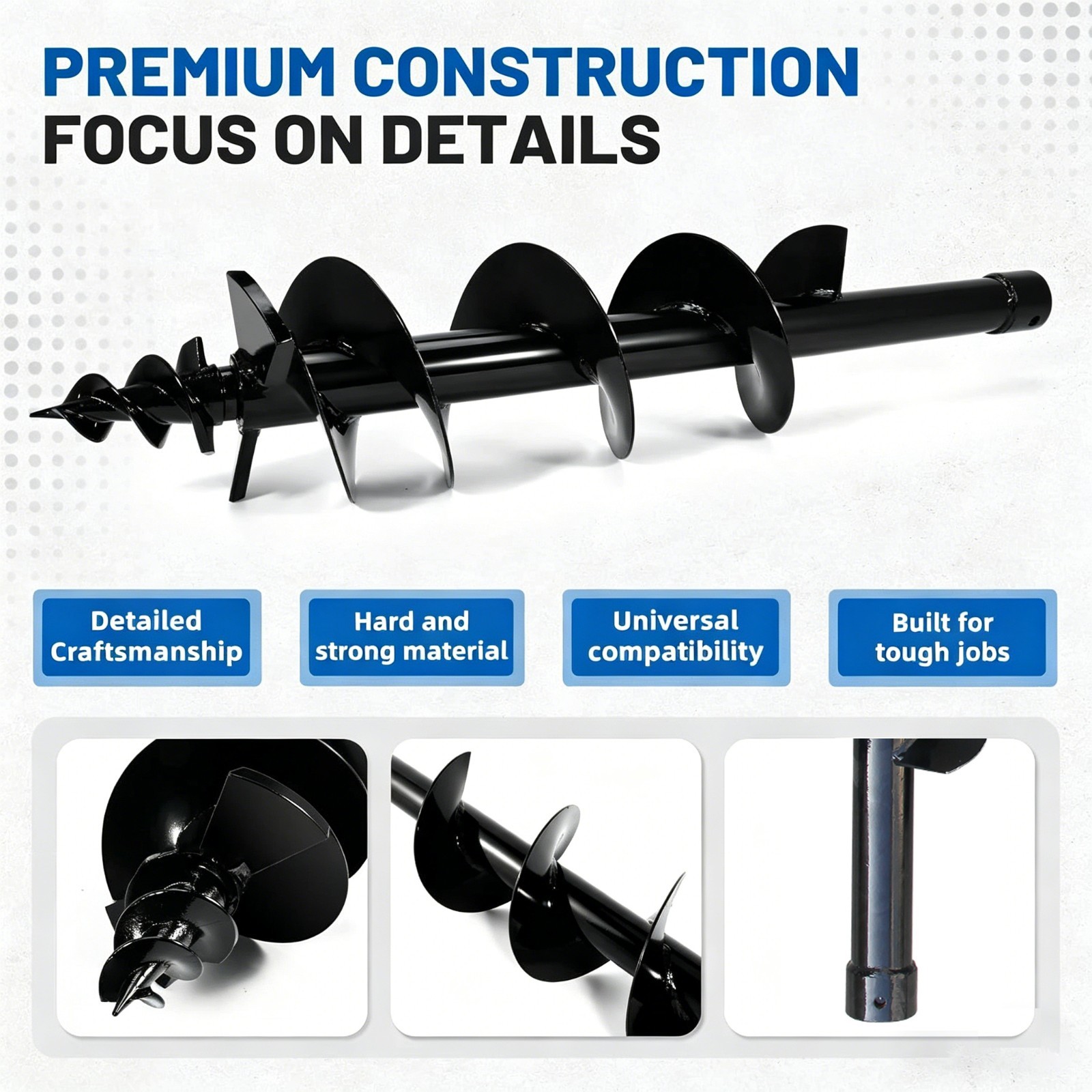 Mini Excavator Attachment Hydraulic 200mm Auger Drill with 30mm Pin FREE SHIP