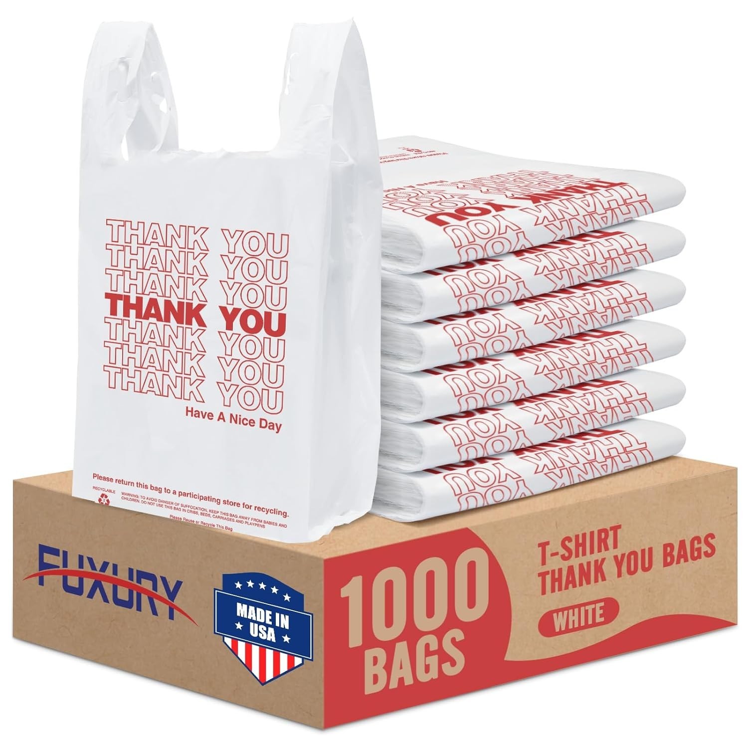 Thank You Plastic Bags – Bulk, High-Quality, Durable, White, 1000 Count
