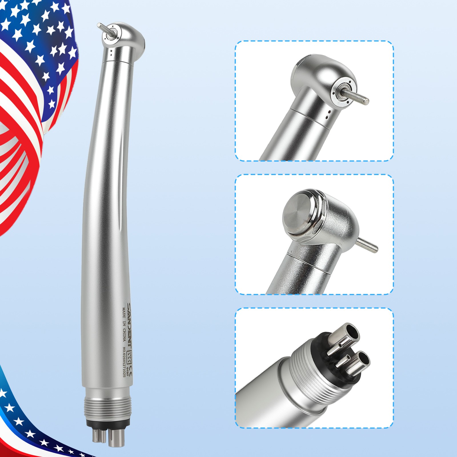 10pcs SANDENT NSK PANA MAX Style Dental High Speed Handpiece Push Button 4 Hole