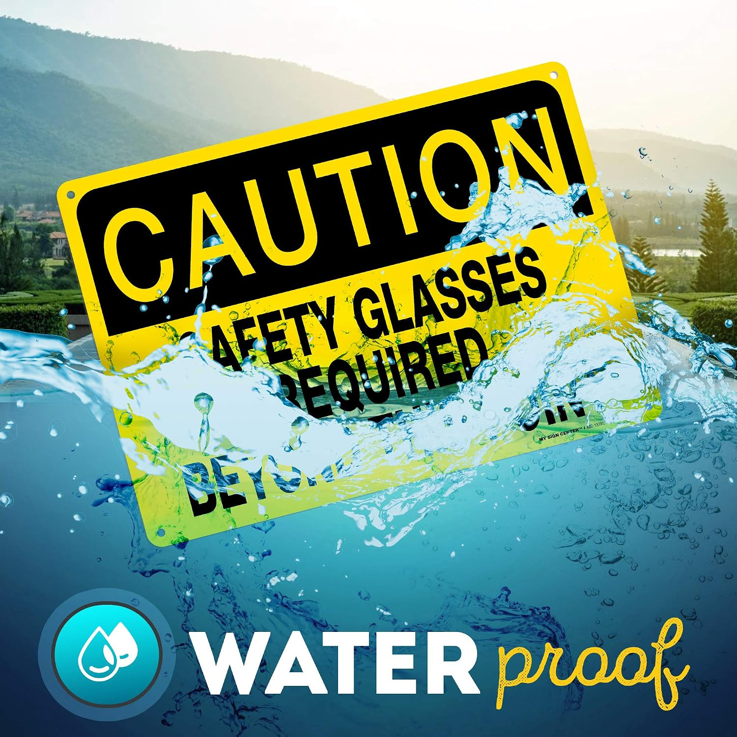 Caution Safety Glasses Required Beyond This Point Sign, 10″ x 14″ 0.40 Aluminum,
