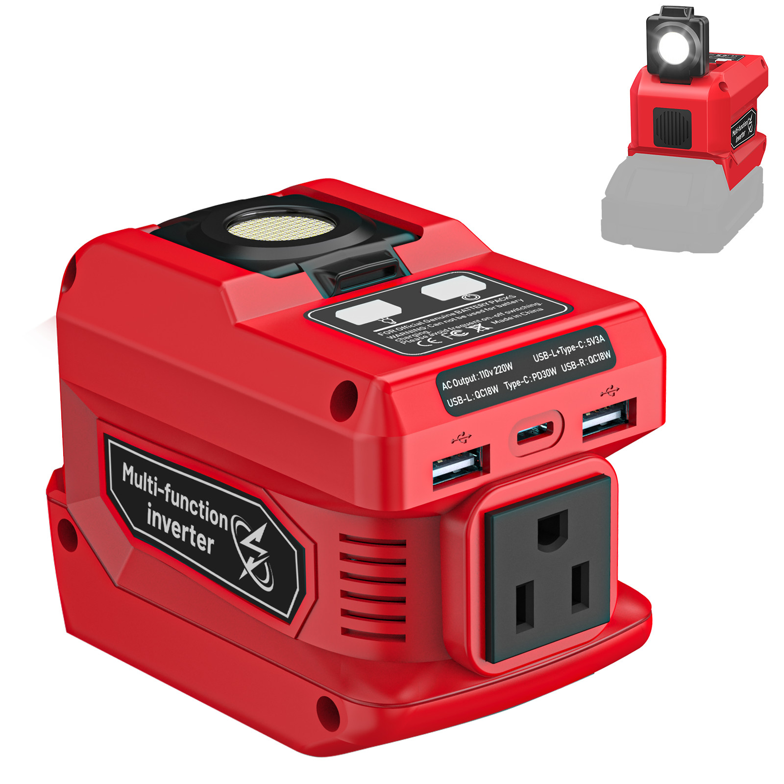 Power Inverter & Voltage Regulator Set Compatible with Milwaukee 18V Battery