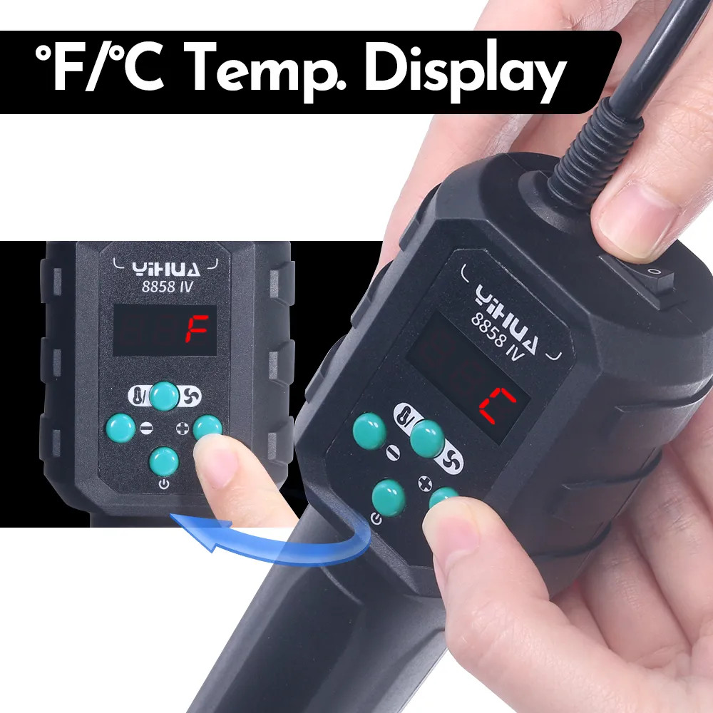 YIHUA 8858-IV 700W Hot Air Gun Digital Desoldering Rework Station Kit Heat Gun