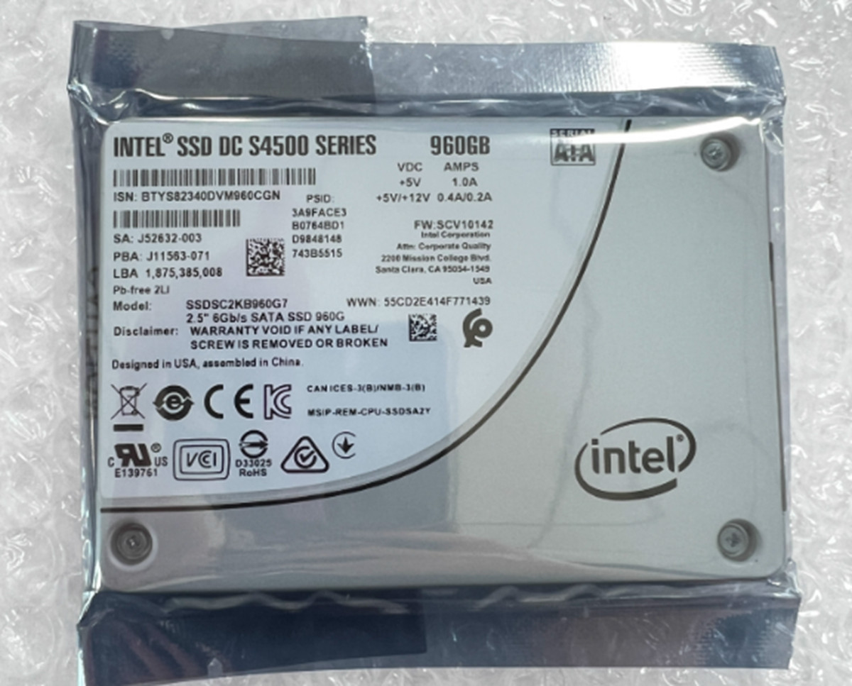 Intel DC S4500 Series 960GB SSD 2.5 inch SATA3 Solid State Drive SSDSC2KB960G7