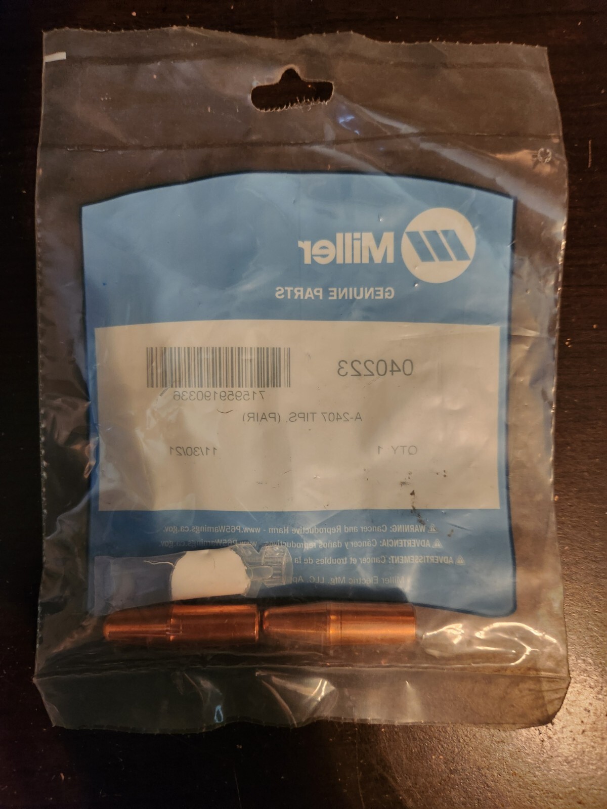 Miller 040226 A-2407 Tips (Pair), Qty. 1