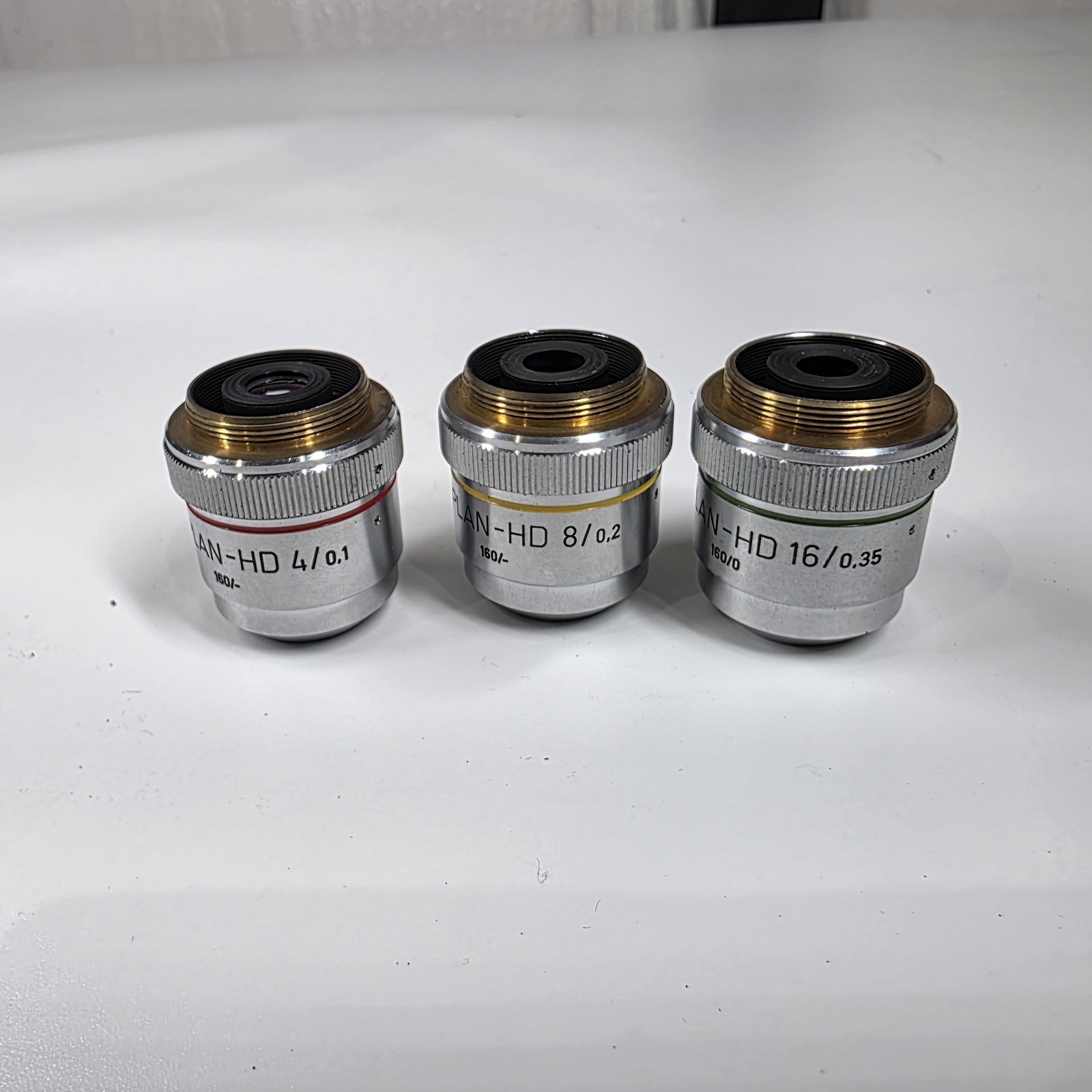 Carl Zeiss Microscope Lens Lot Epiplan HD 4/0.1 8/0.2 16/0.35 West Germany