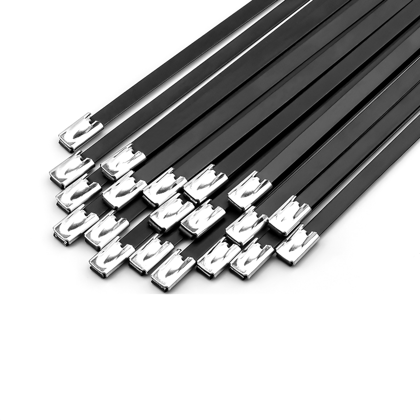 Metal Zip Ties Black Stainless Steel Heavy Duty Self-Locking Cable Ties 100PCS