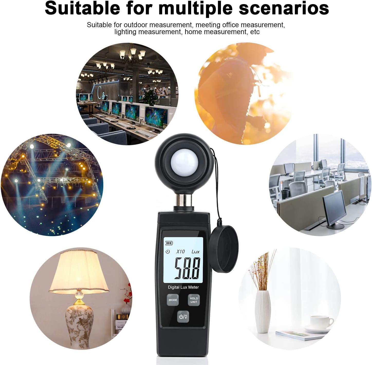 Light Meter, Handheld Lux Meter for Ambient Light Intensity Monitoring,